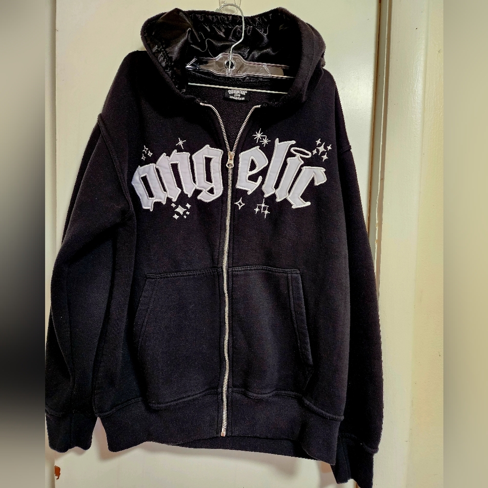 Angelic Motion Black Onyx Zipup Hoodie Mens Size M - Picture 5 of 8